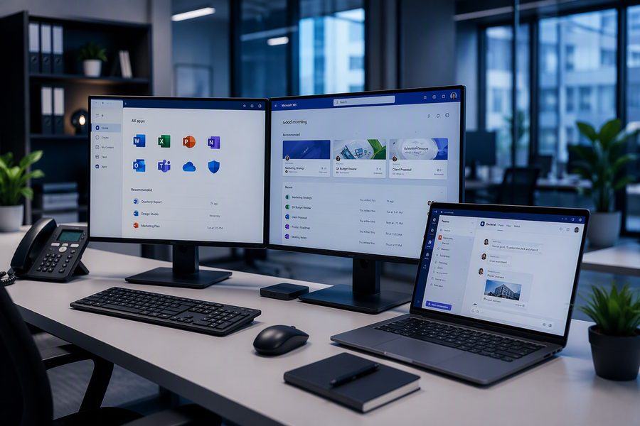 Moderner Arbeitsplatz mit Microsoft 365