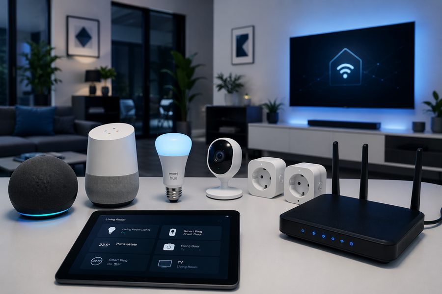 Smart-Home-Geräte wie Alexa, Google Home und smarte Steckdosen